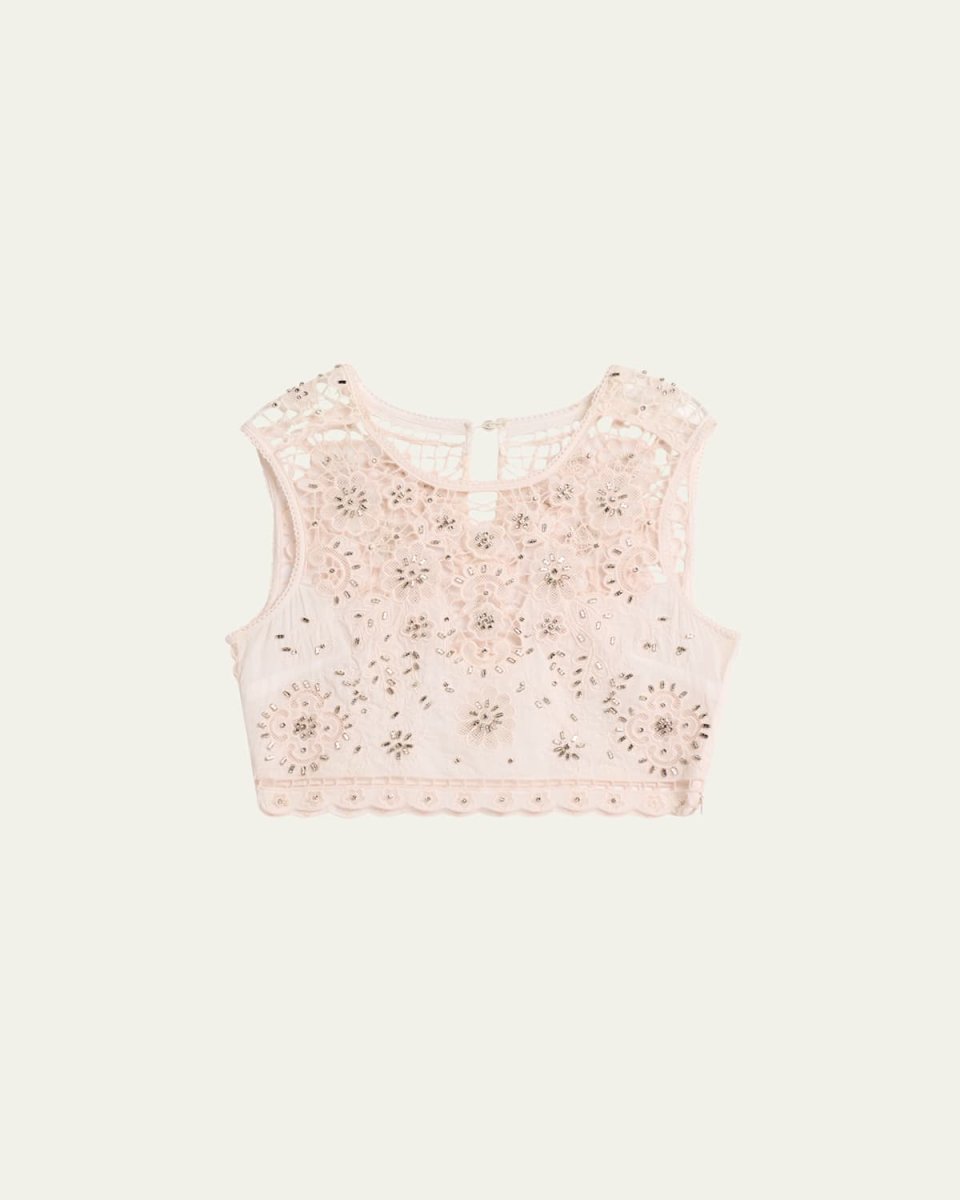 Emeryn Embellished Floral Crop Top